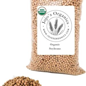 Jojo's Organics Non-GMO Soybeans 5 lbs Whole Soy Beans Bulk Food Dry Legumes Beans Vegan Great for Soy Milk Soy Protein Soy Flour and Tofu 100% Product of USA